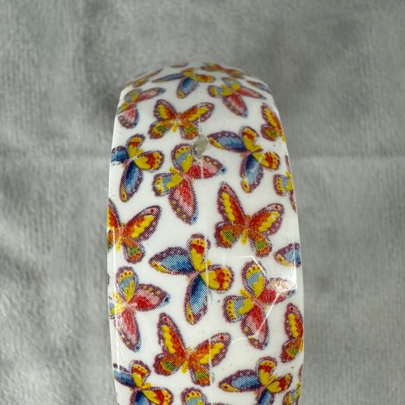 Butterfly Pattern White Plastic Bangle Bracelet Colorful Design Women Slip On - Picture 15 of 16